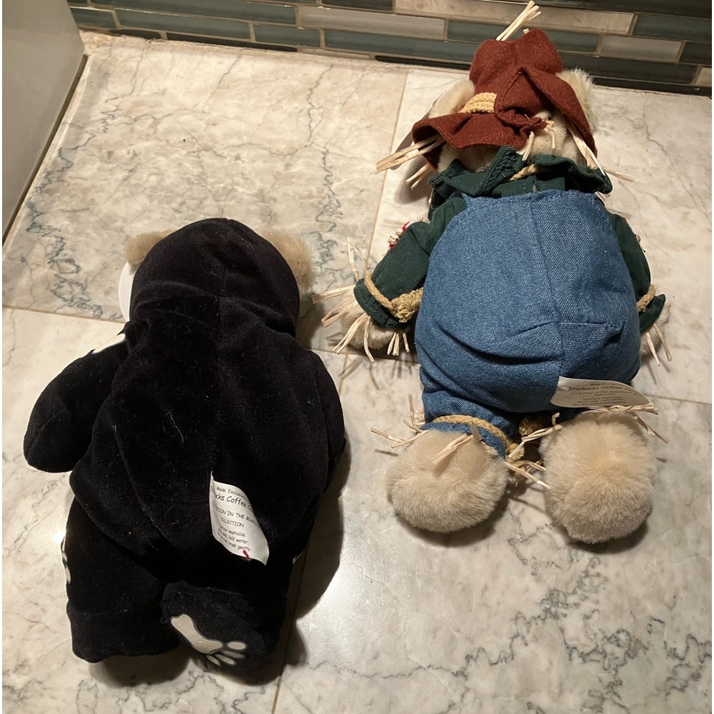 Two New 1999 & 2001 Starbucks Bearista Bears Halloween Skeleton & Scarecrow NWT - Picture 3 of 6
